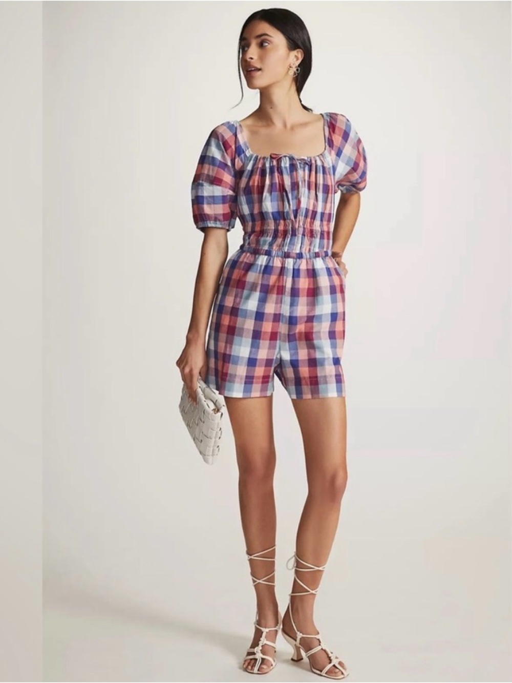 Kopal Anthropologie Brea Cotton Romper in Blue Multi size M 100% cotton handmade